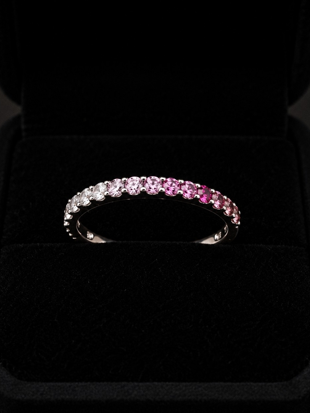 Gradient Pink Crystal Sterling Ring - Rainbow Size 8!